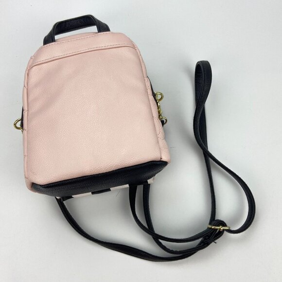 BETSEY JOHNSON Pink Black & White Striped Heart Backpack Shaped Crossbody Bag main image 4